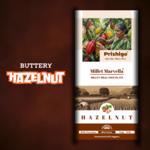 Millet Marvella Millet Milk Chocolate with Hazelnut (1) Prishigo - Millet Marvella™ Millet Milk Chocolate with Hazelnut (38% Cocoa, Jaggery Sweetened) – 50g
