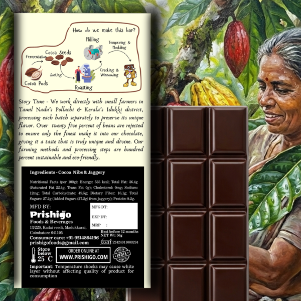 Prishigo 70% Dark Chocolate (2) Prishigo | Dark-70 | 70% Dark Chocolate with 30% Jaggery) – 50g+50g | Duo Offer Pack (1+1)